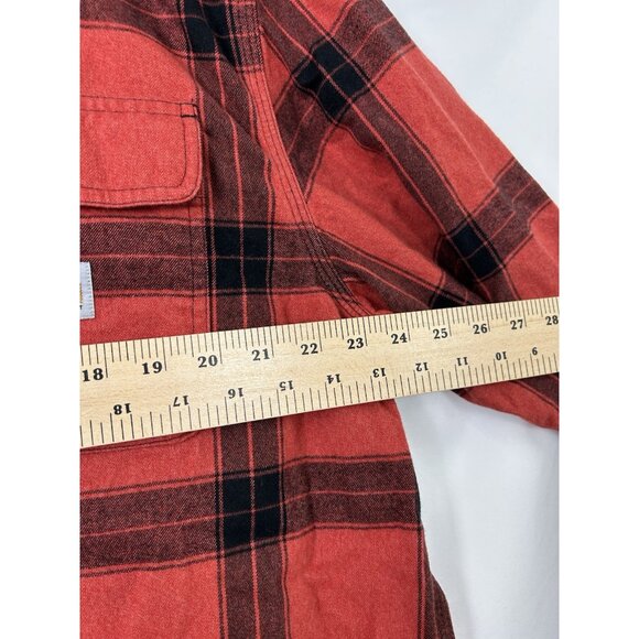 Carhartt Loose Fit Flannel SHIRT ADULT XL TALL RED PLAID OUTDOOR Long Sleeve MEN - Picture 8 of 11